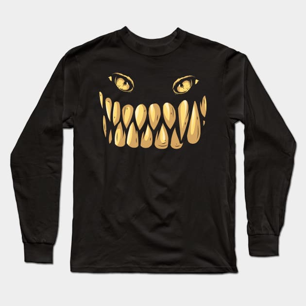 Golden Teeth Eyes Long Sleeve T-Shirt by positivedesigners